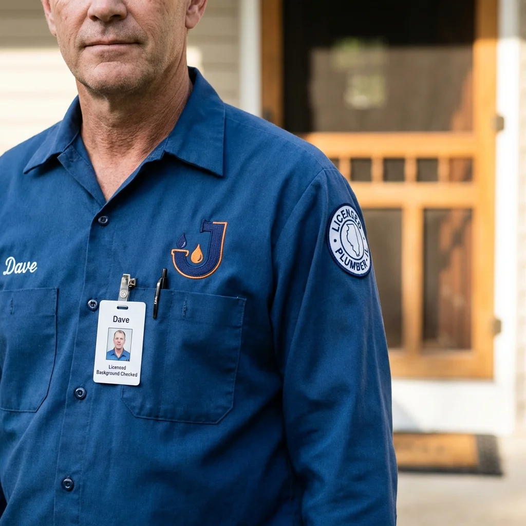 Licensed plumber showing ID badge in Timmonsville, SC