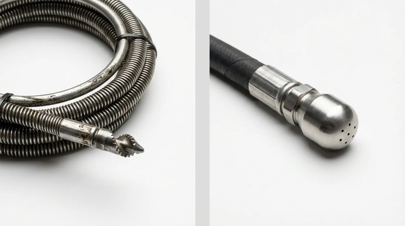 Drain snake cable and hydro jetting nozzle used for drain cleaning in Timmonsville, SC