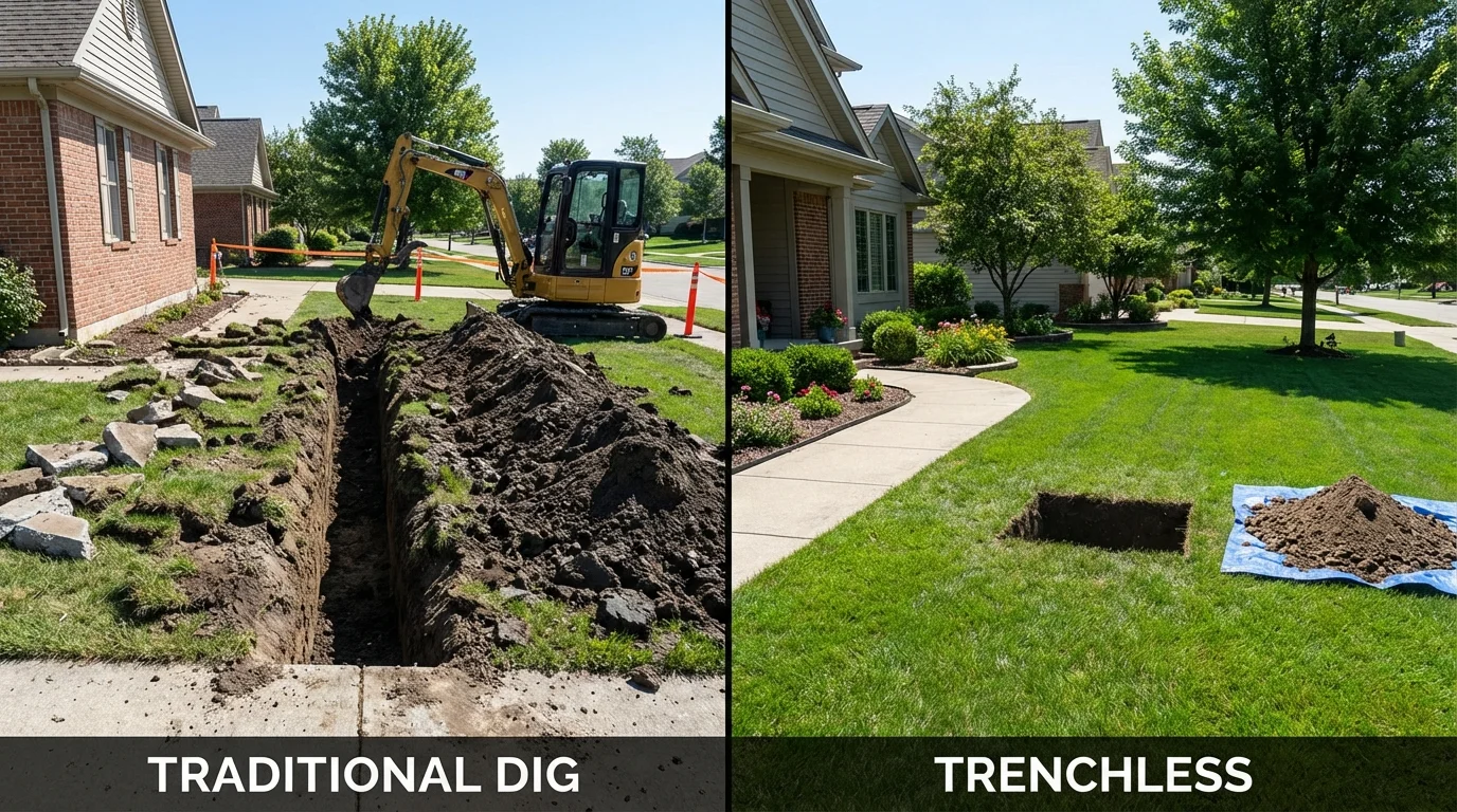 Trenchless sewer repair with minimal yard damage versus traditional excavation in Timmonsville, SC